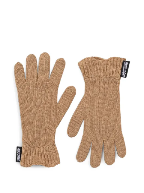 Moschino logo-patch ribbed-cuff gloves