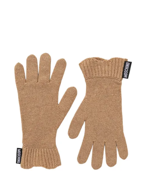 Moschino logo-patch ribbed-cuff gloves