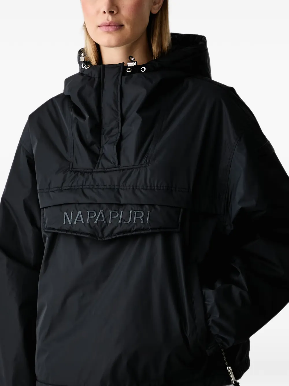 Napapijri Rainforest Optique logo-embroidered hooded jacket Zwart