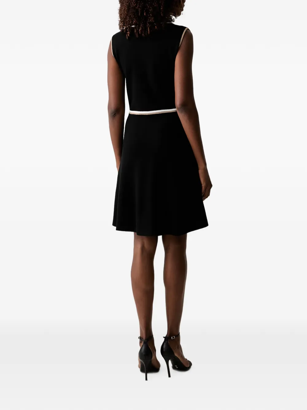Morgan contrast-trim sleeveless mini dress Zwart