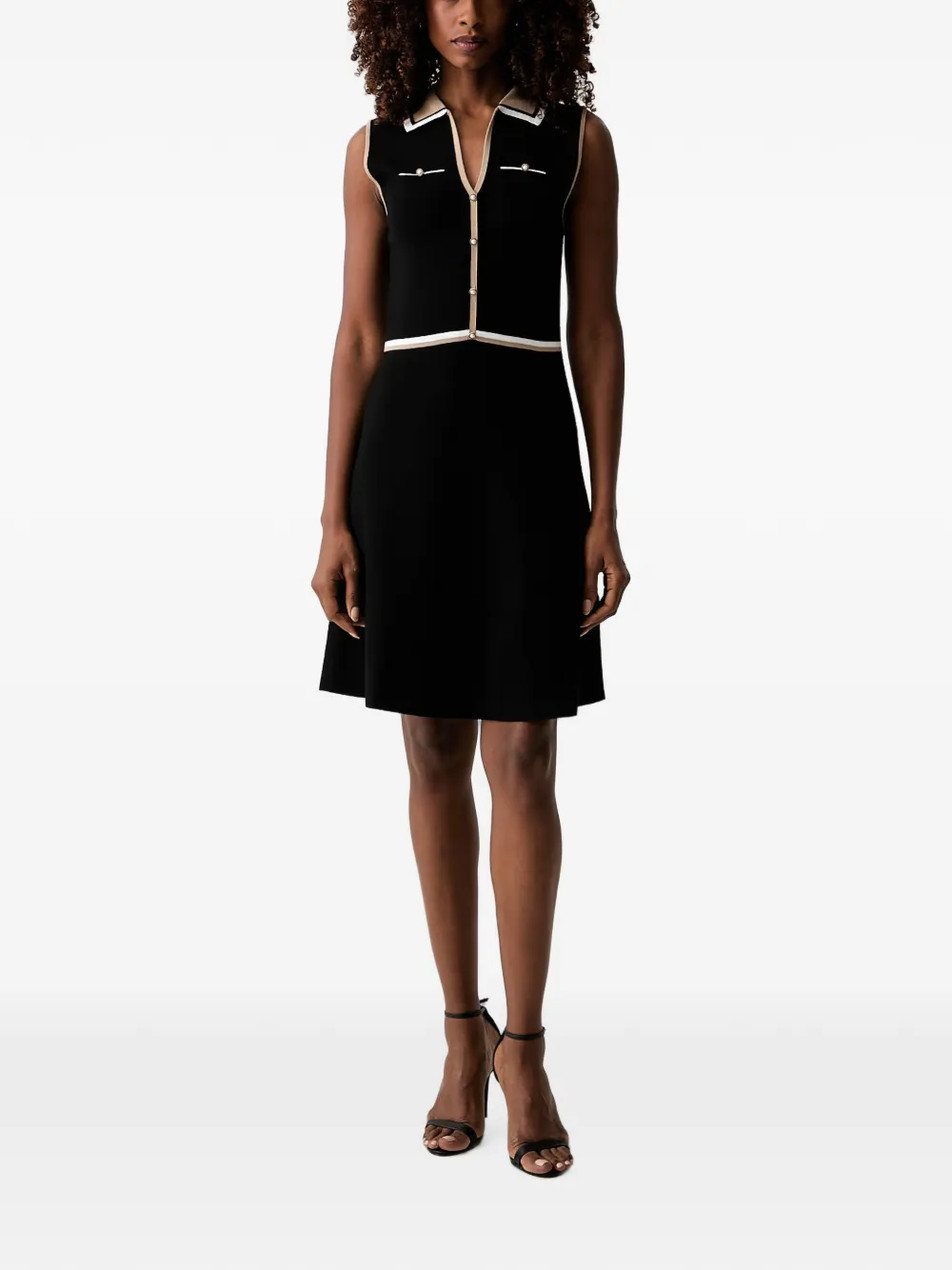 Morgan contrast-trim sleeveless mini dress