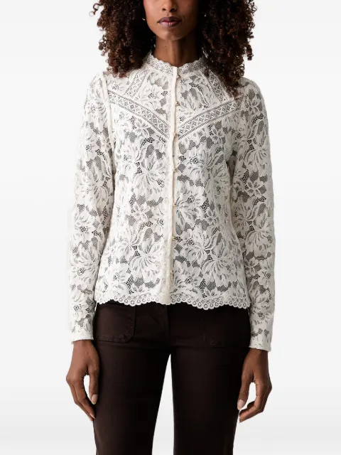 Morgan floral-lace high-neck shirt