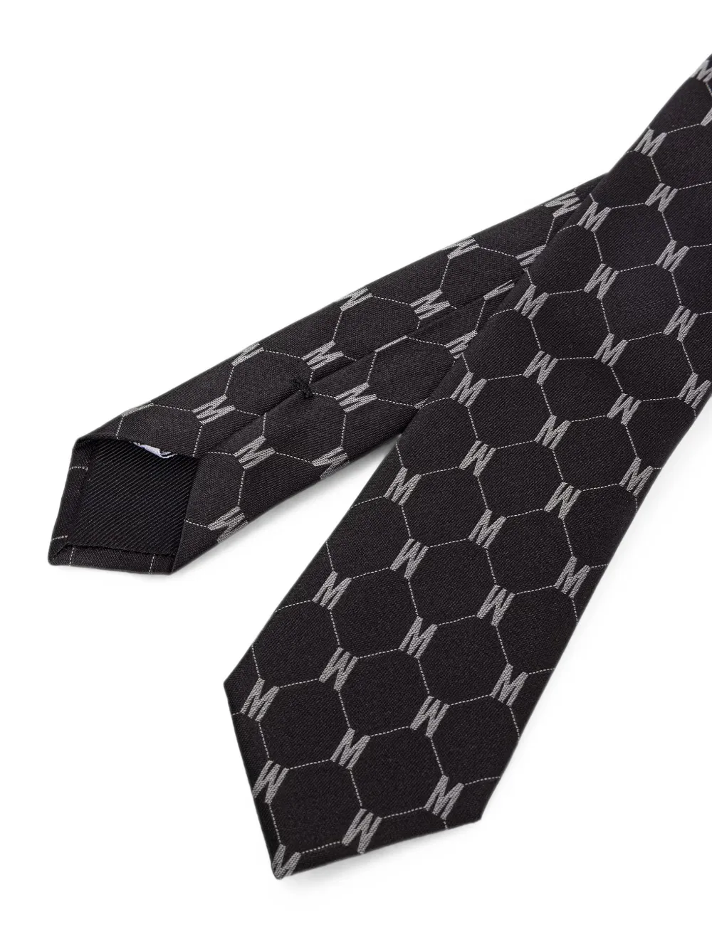 Moschino Stropdas met monogram-print en geometrisch patroon Zwart