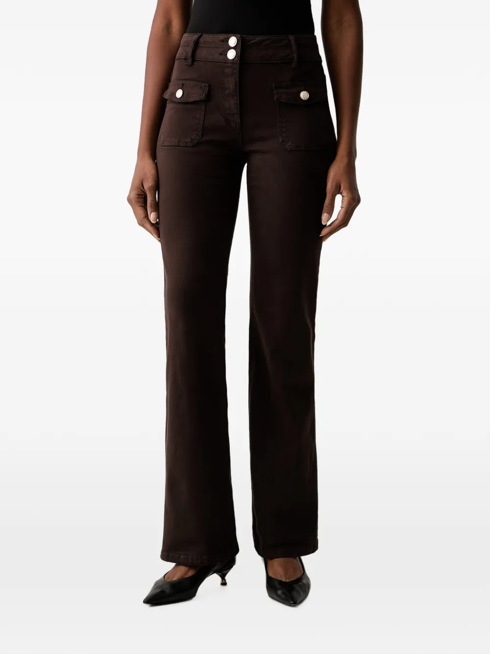 Morgan button-embellished flared jeans
