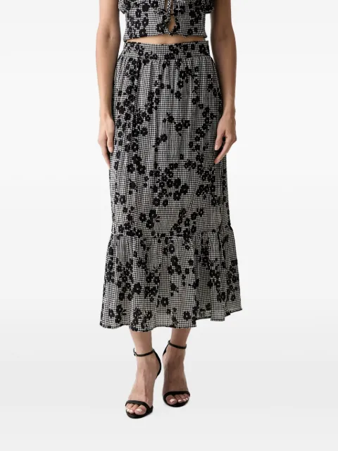 Morgan falda midi con estampado floral y de cuadros gingham