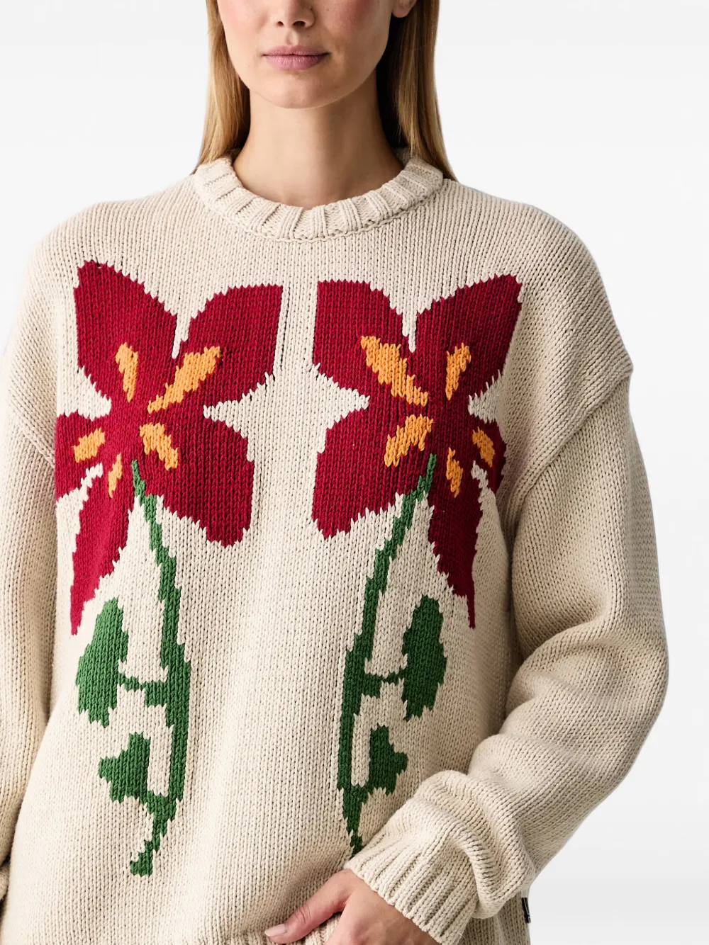 Napapijri Bloom floral-intarsia sweater Beige