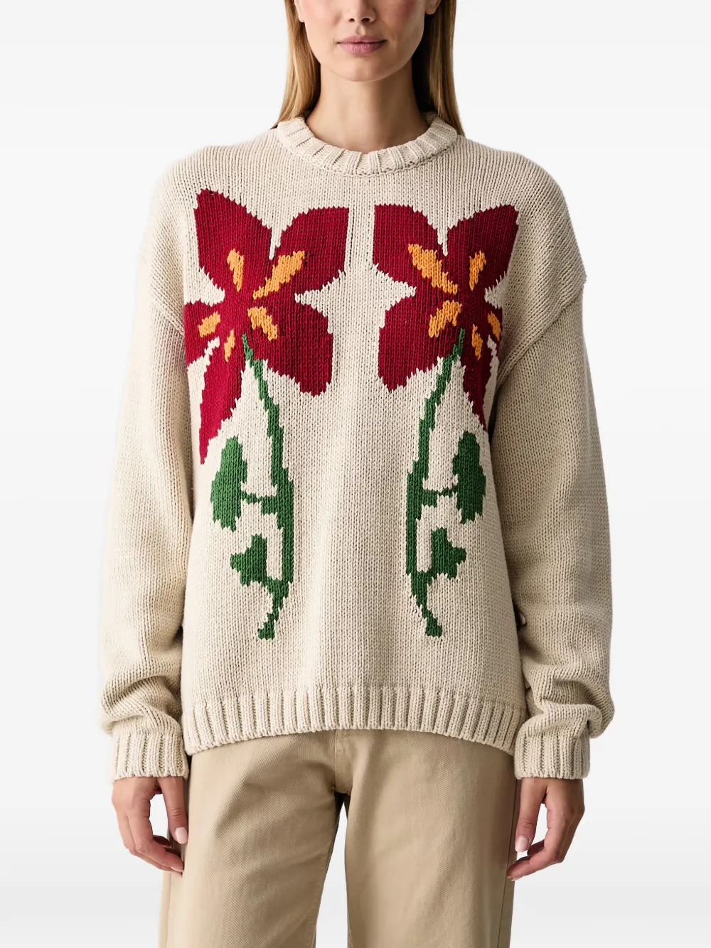 Napapijri Bloom floral-intarsia sweater - Toni neutri