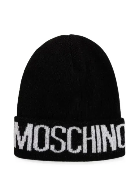Moschino logo-intarsia beanie hat