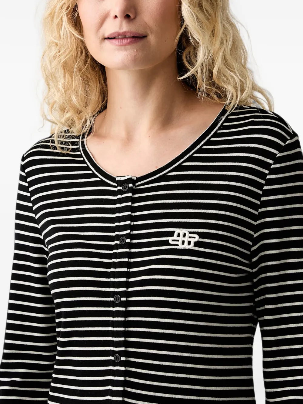 MUNTHE Vuzza striped logo-embroidered T-shirt Zwart
