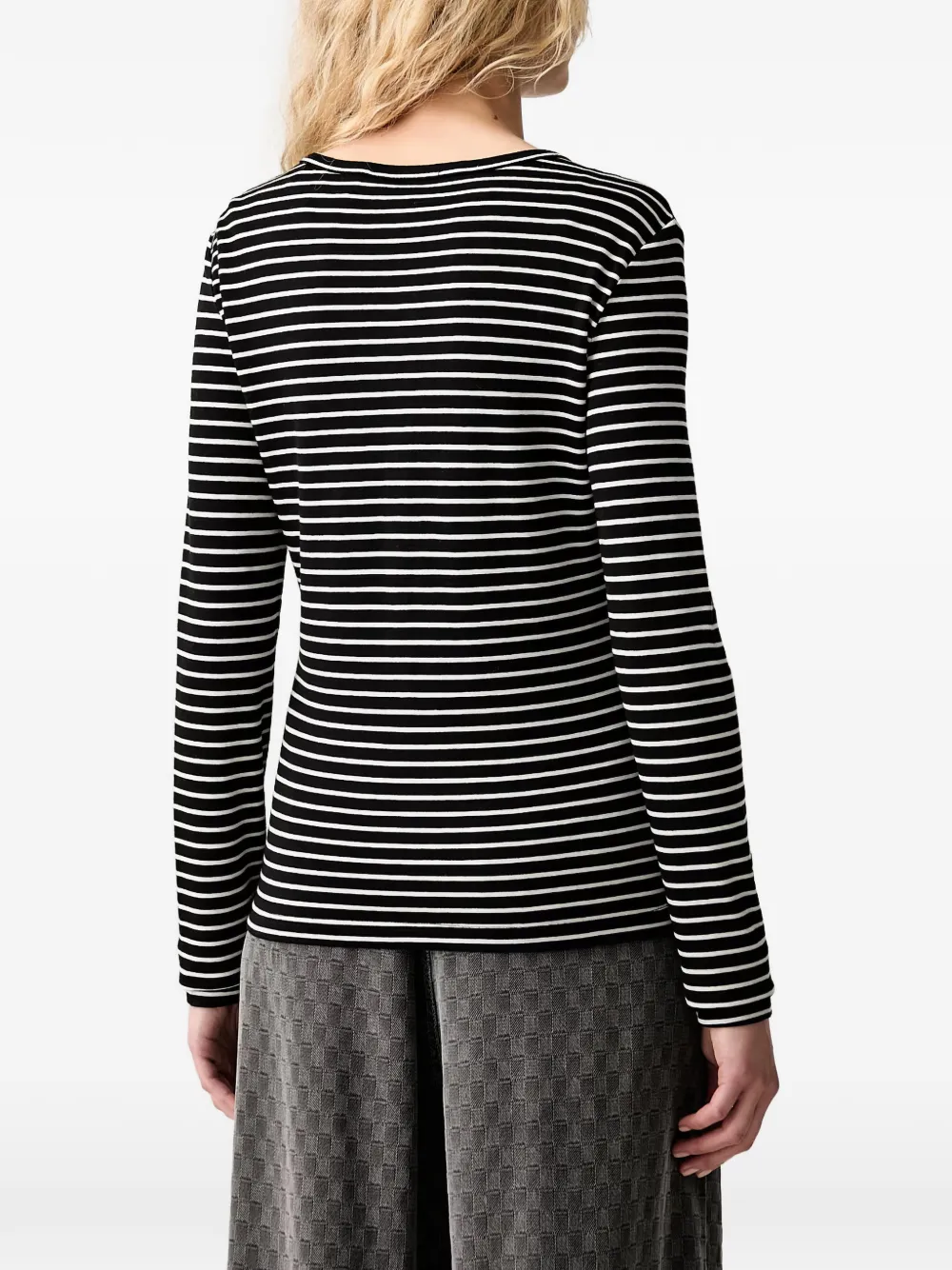 MUNTHE Vuzza striped logo-embroidered T-shirt Zwart