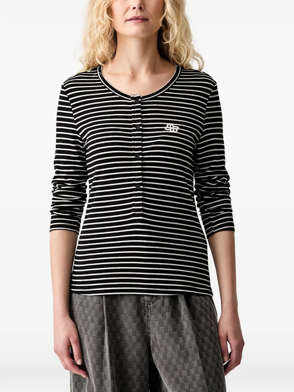 MUNTHE Vuzza striped logo-embroidered T-shirt