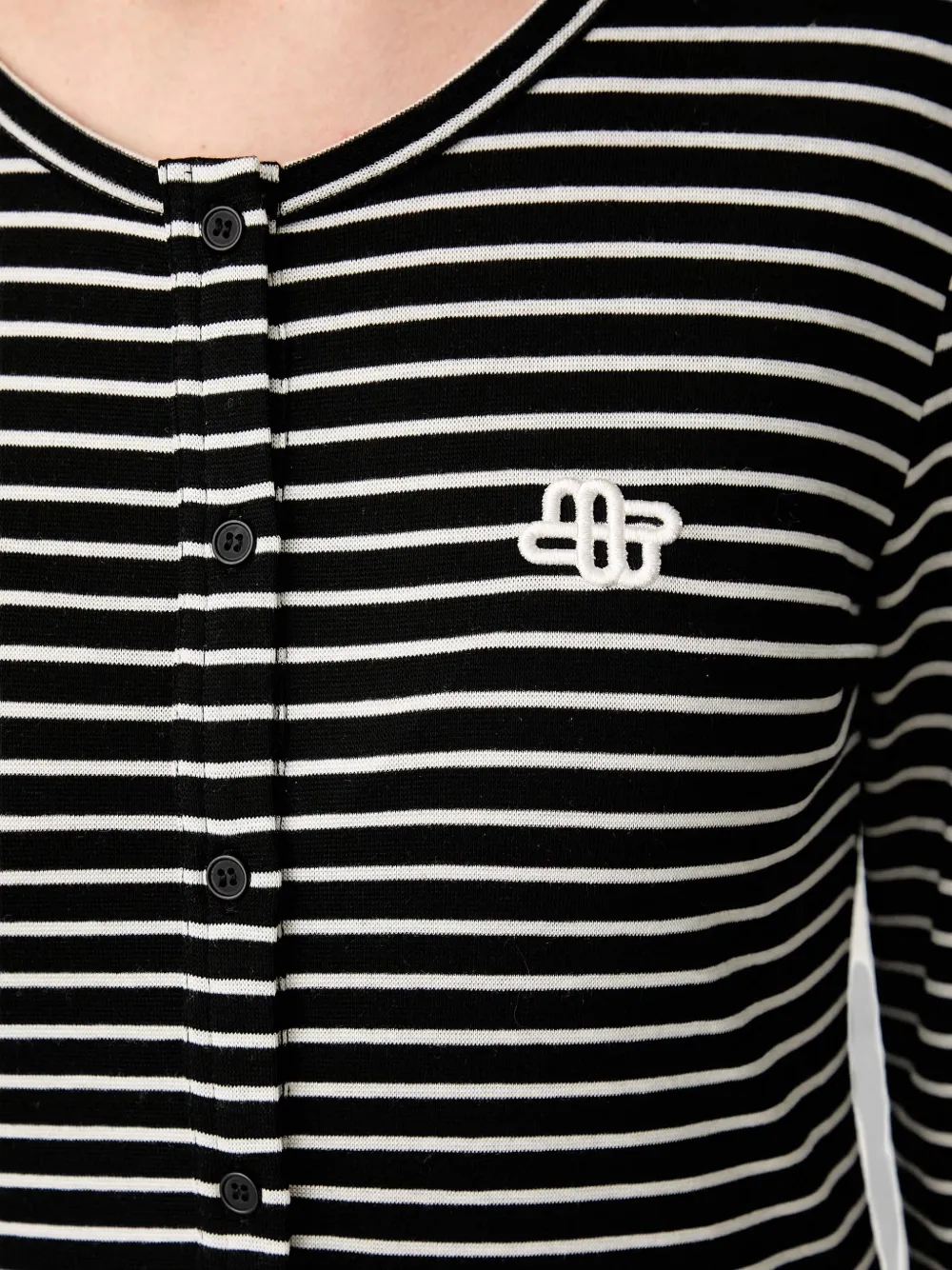 MUNTHE Vuzza striped logo-embroidered T-shirt Zwart