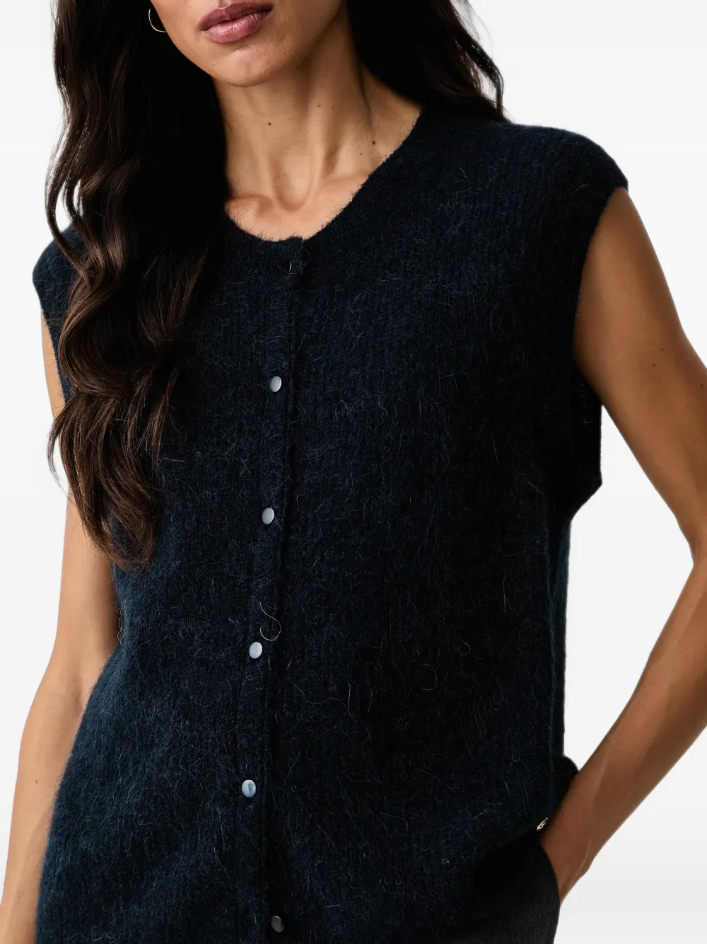 Mos Mosh Almine mouwloos vest met knopen Blauw