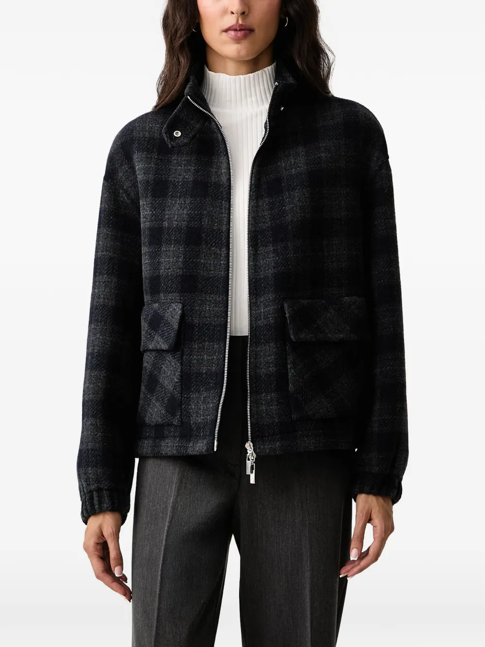 Mos Mosh Camille check-pattern zip-up jacket