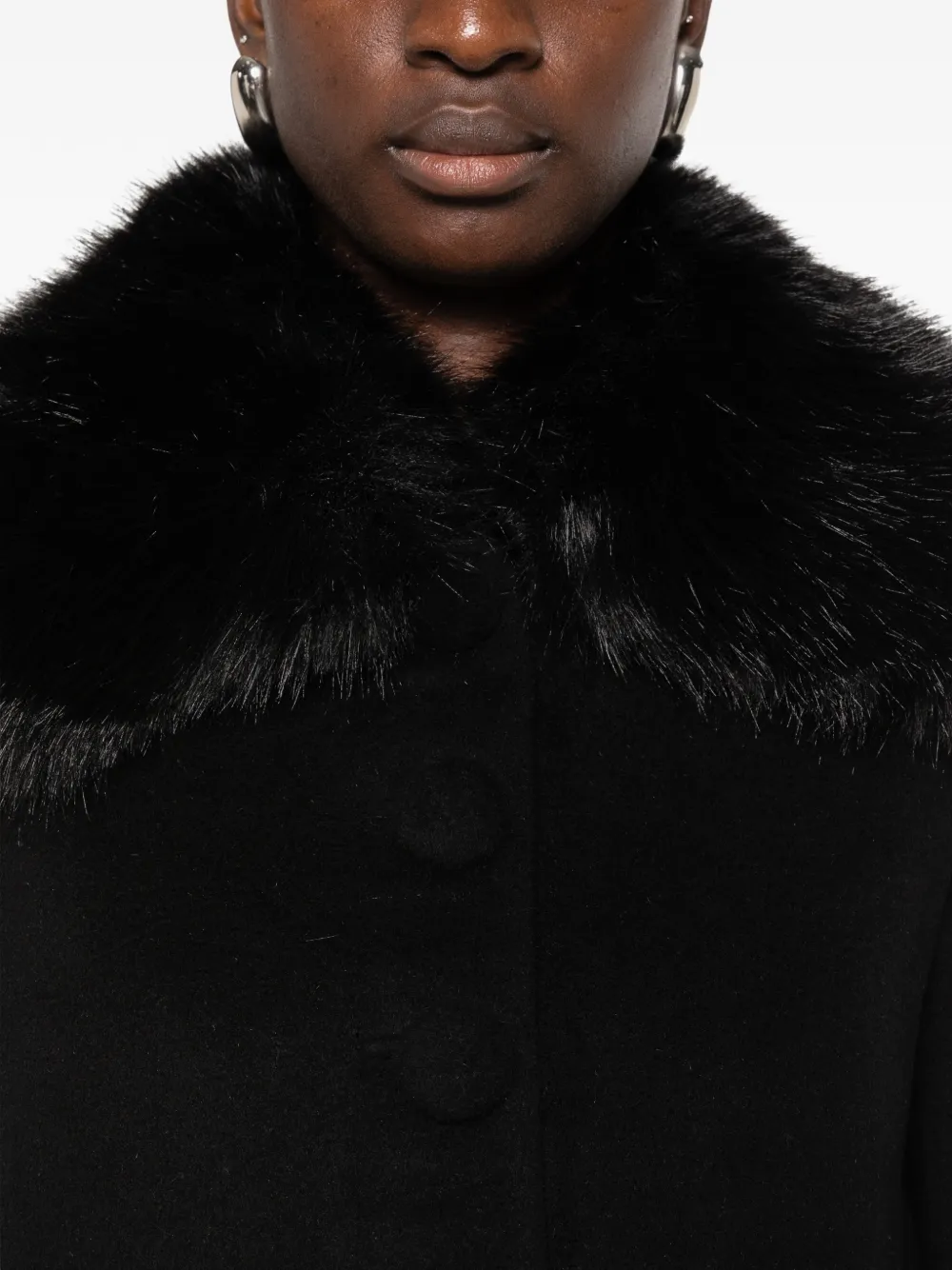 Self-Portrait faux-fur trim jacket Zwart