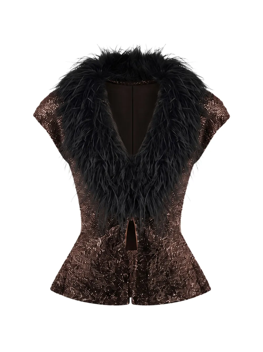 Gemy Maalouf Top con paillettes - Marrone