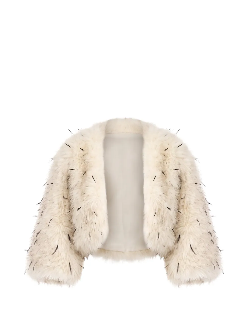 Gemy Maalouf feather-embellished faux-fur bolero - Tons neutres