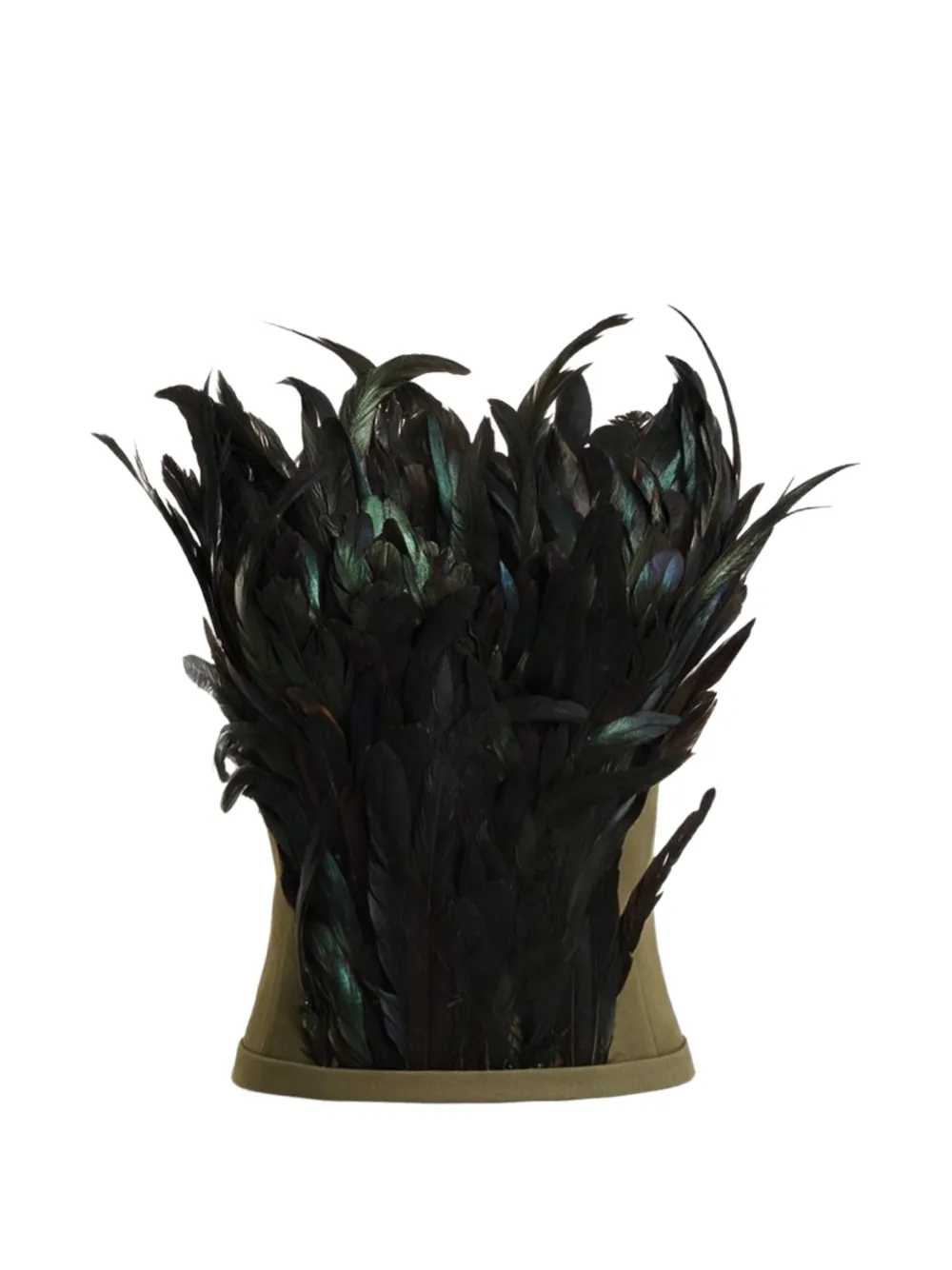 Gemy Maalouf feather-embellished strapless corset top