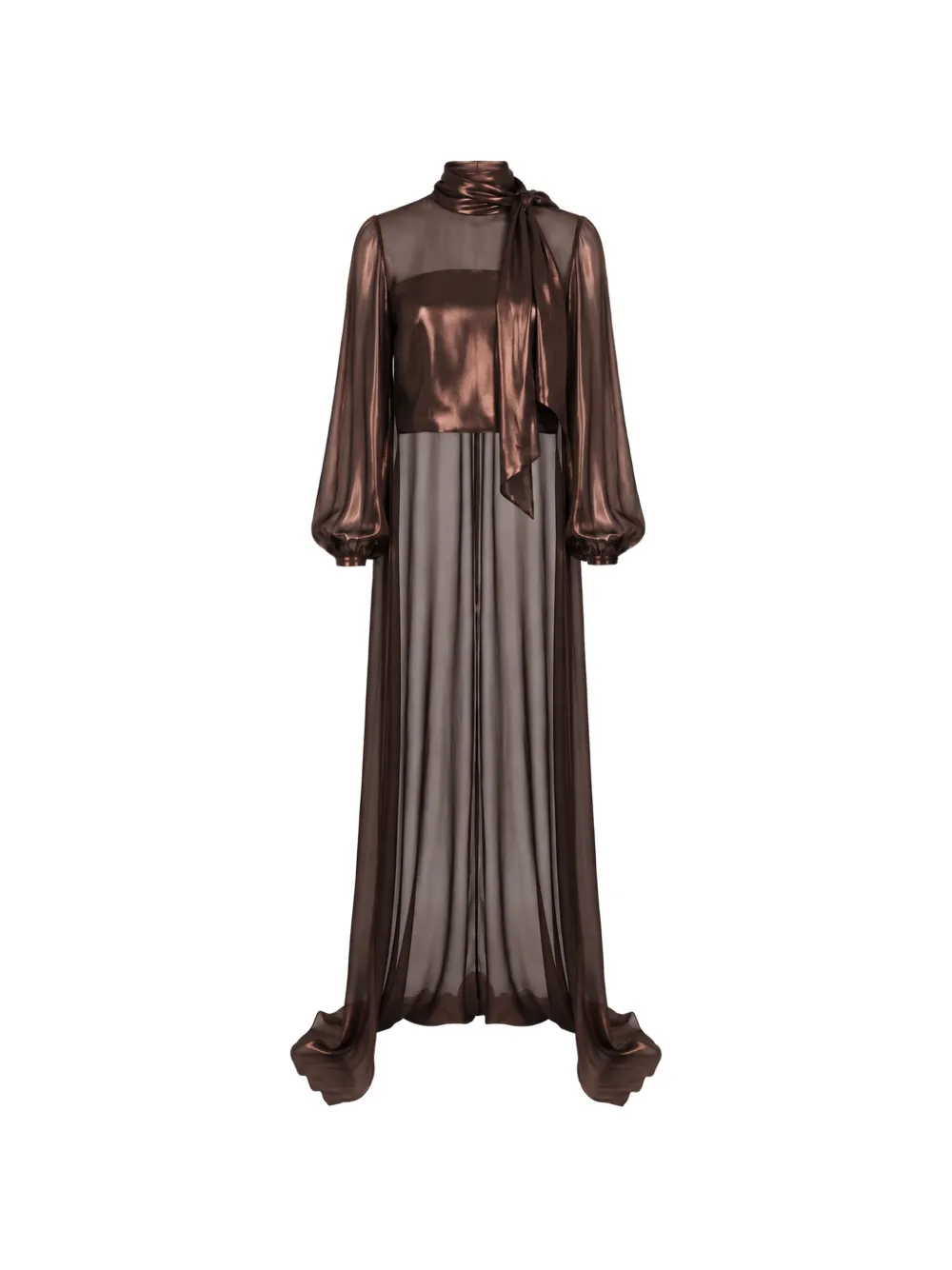 Gemy Maalouf blouse à manches bouffantes et détail façon foulard - Marron