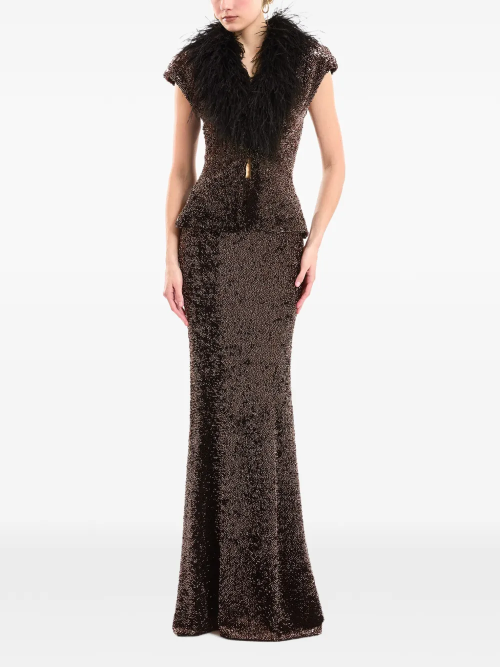 Gemy Maalouf Slim-fit rok verfraaid met pailletten Bruin