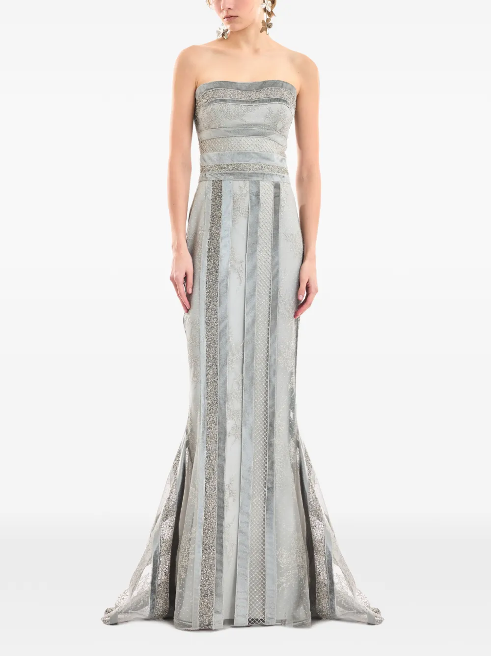 Gemy Maalouf strapless embroidered panel dress