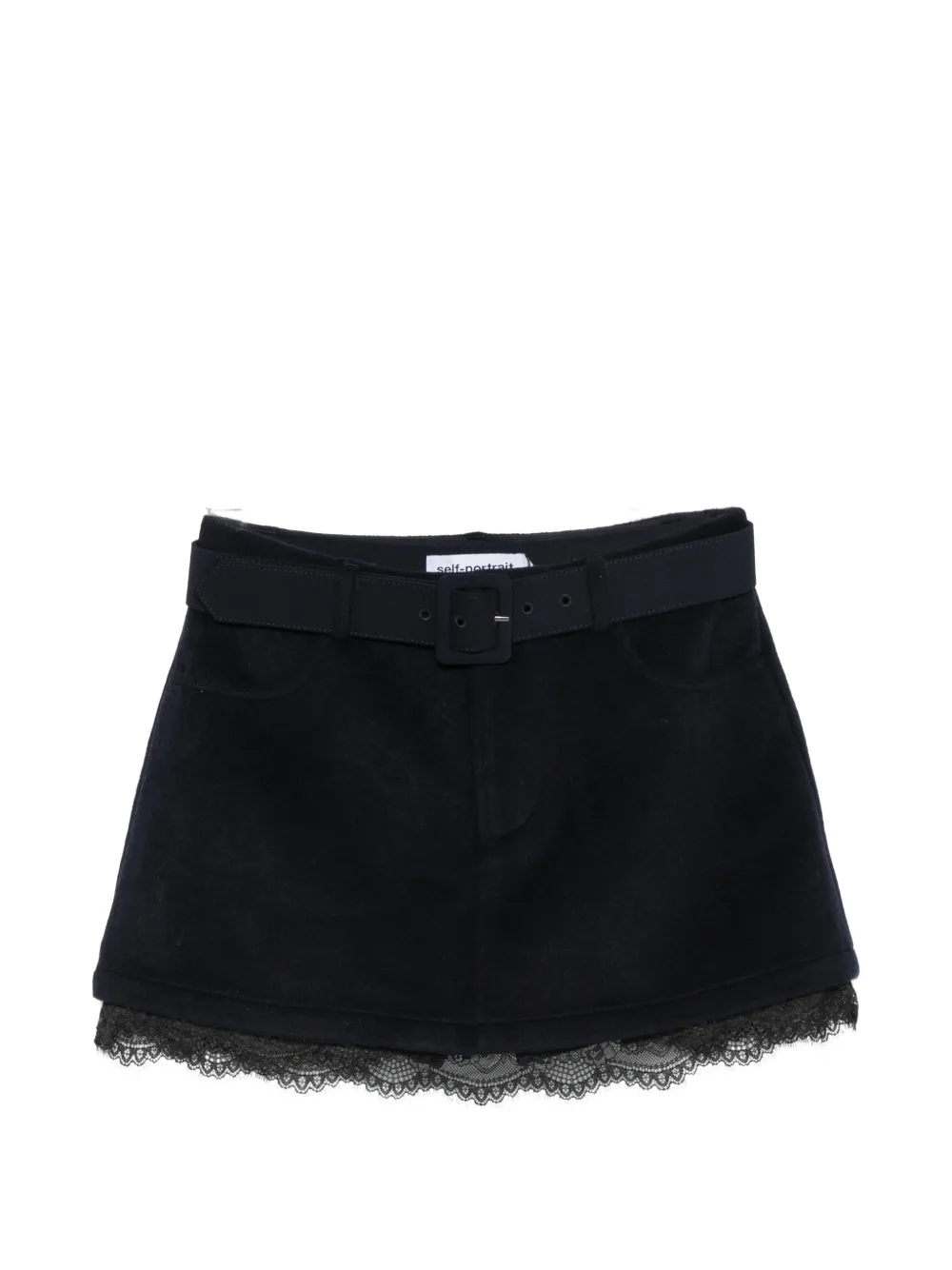 Self-Portrait belted lace-trim shorts