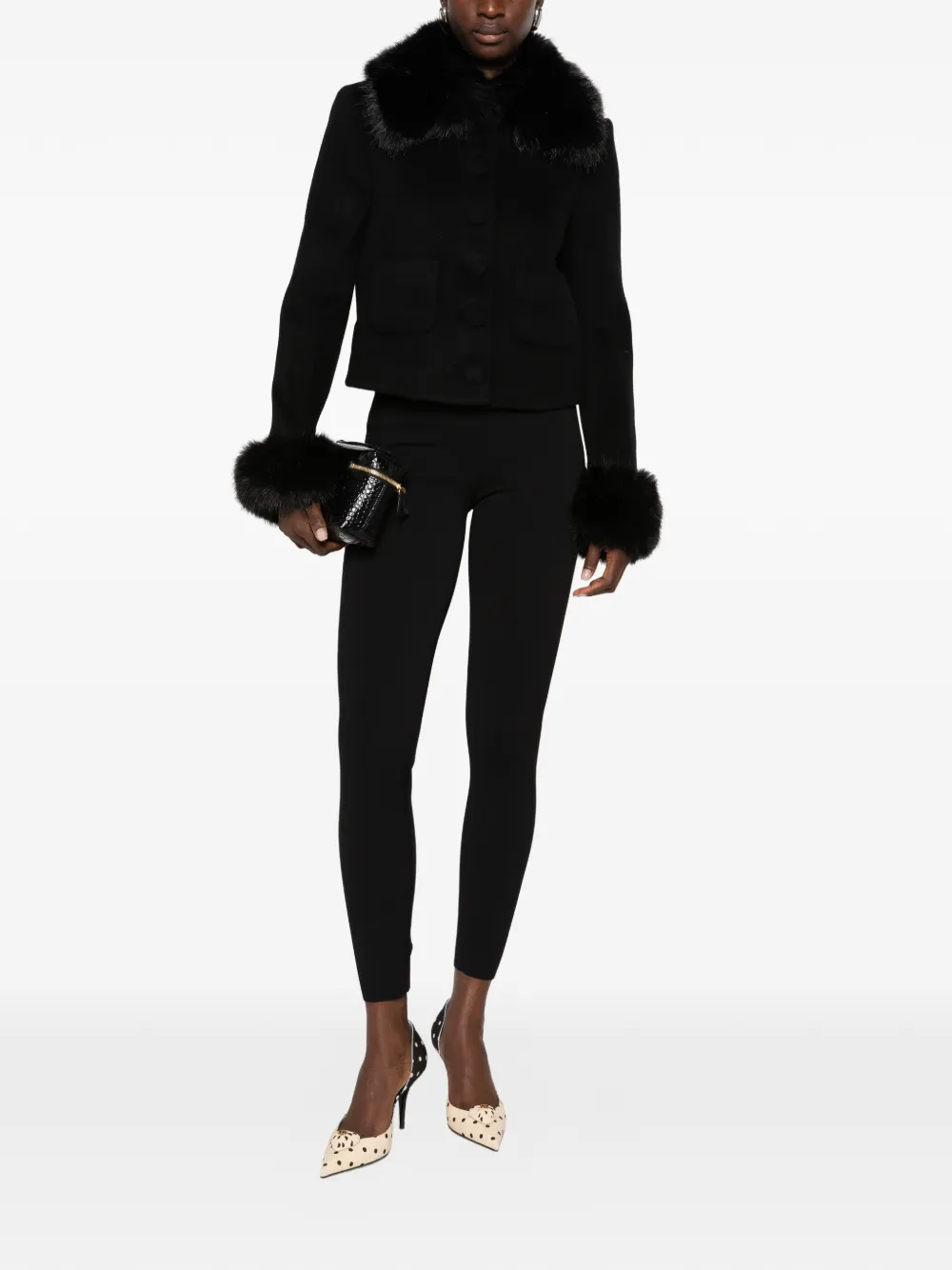 Self-Portrait Belted Skinny-cut Trousers in Black, view 2