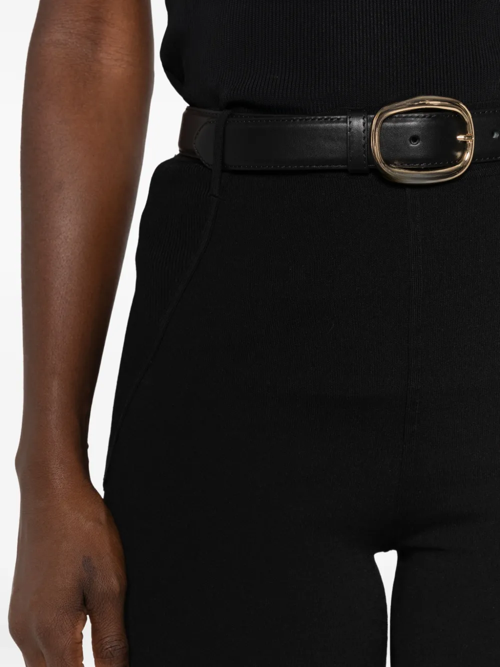 Self-Portrait Belted Skinny-cut Trousers in Black, view 5