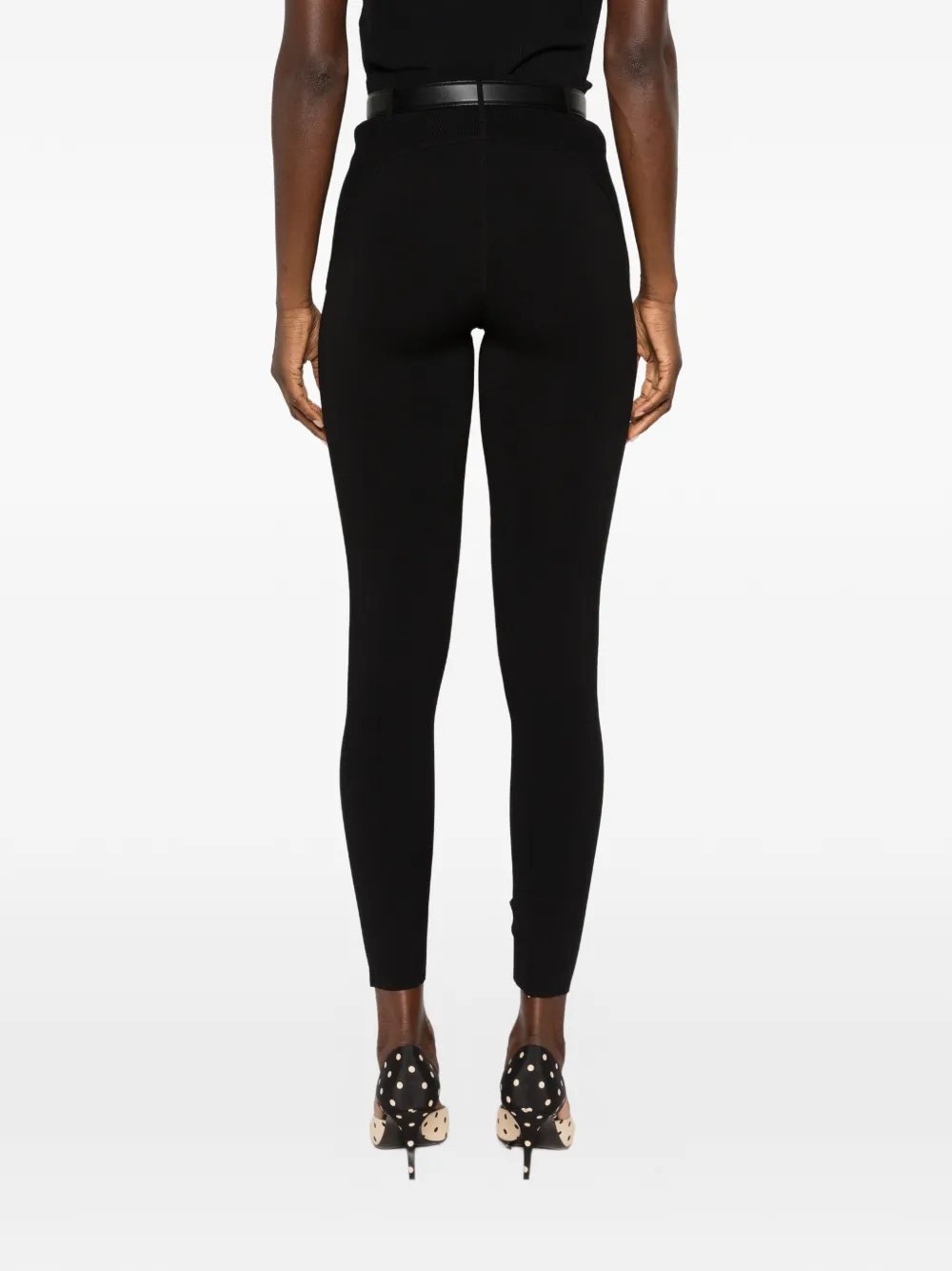 Self-Portrait Belted Skinny-cut Trousers in Black, view 4