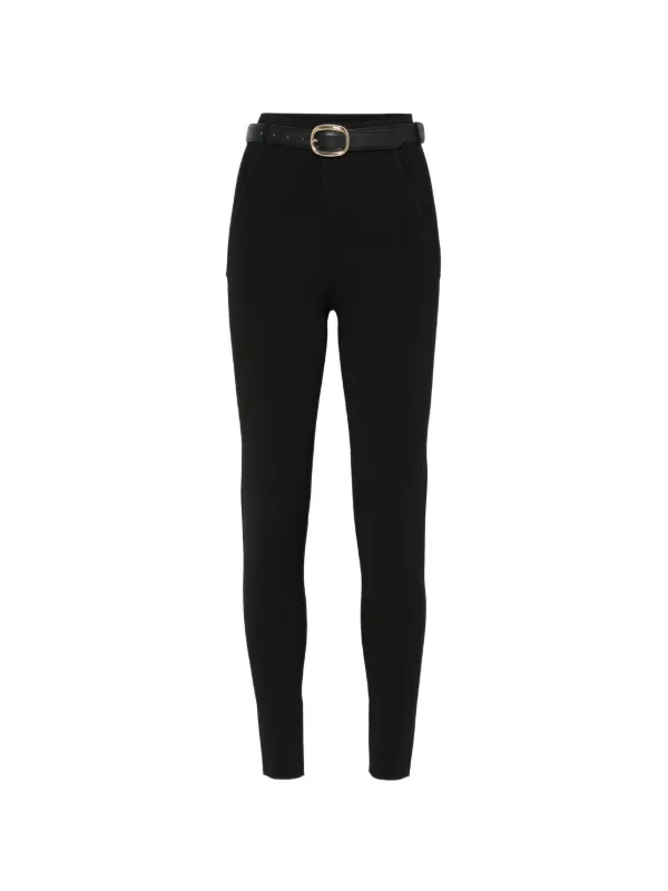 Self-Portrait Belted Skinny-cut Trousers in Black