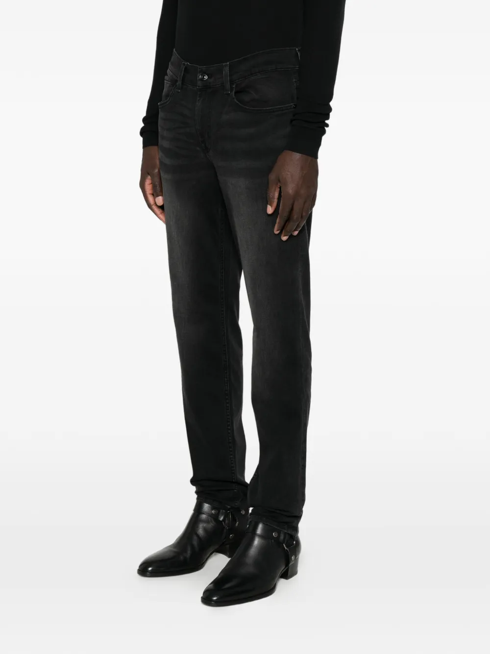 7 For All Mankind faded-effect whiskered jeans Grijs