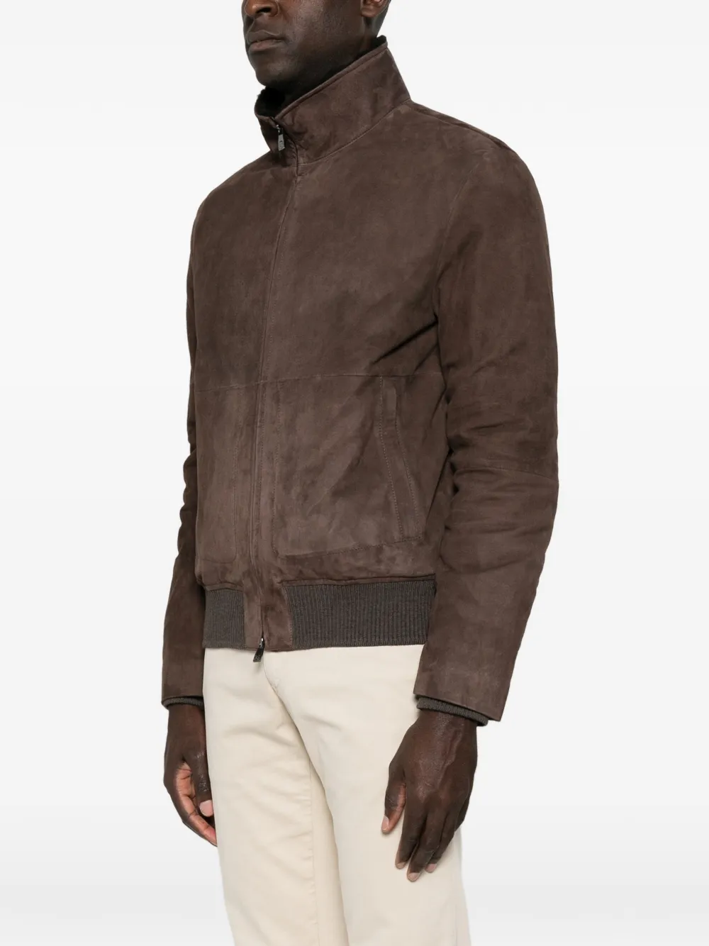 Corneliani Suède bomberjack met lange mouwen Bruin