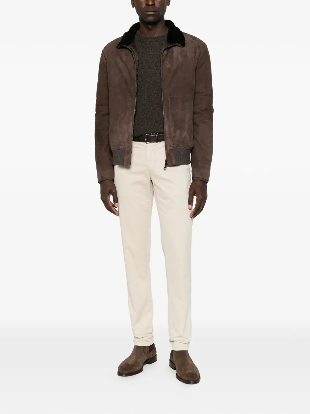 Corneliani Suède bomberjack met lange mouwen Bruin