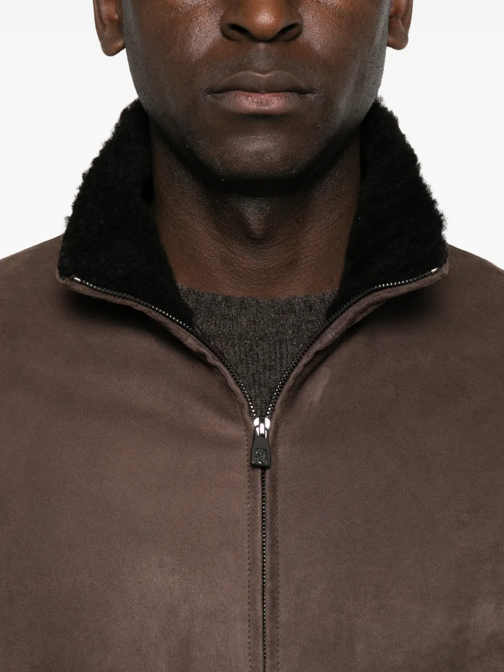 Corneliani Suède bomberjack met lange mouwen Bruin