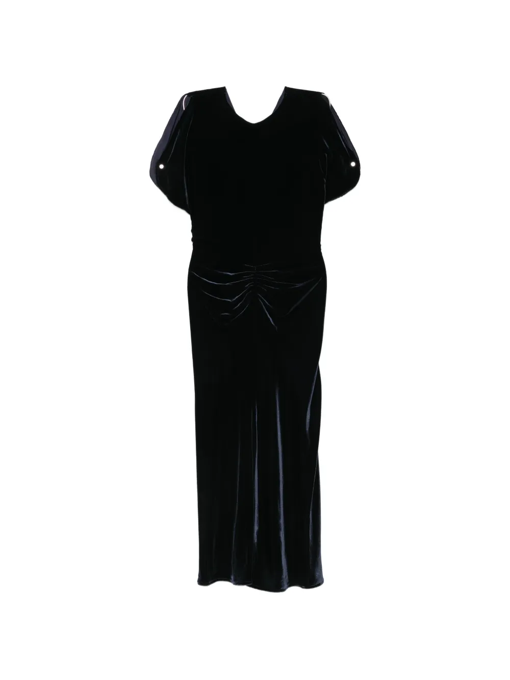 Victoria Beckham Bela ruched velvet midi dress - Blue
