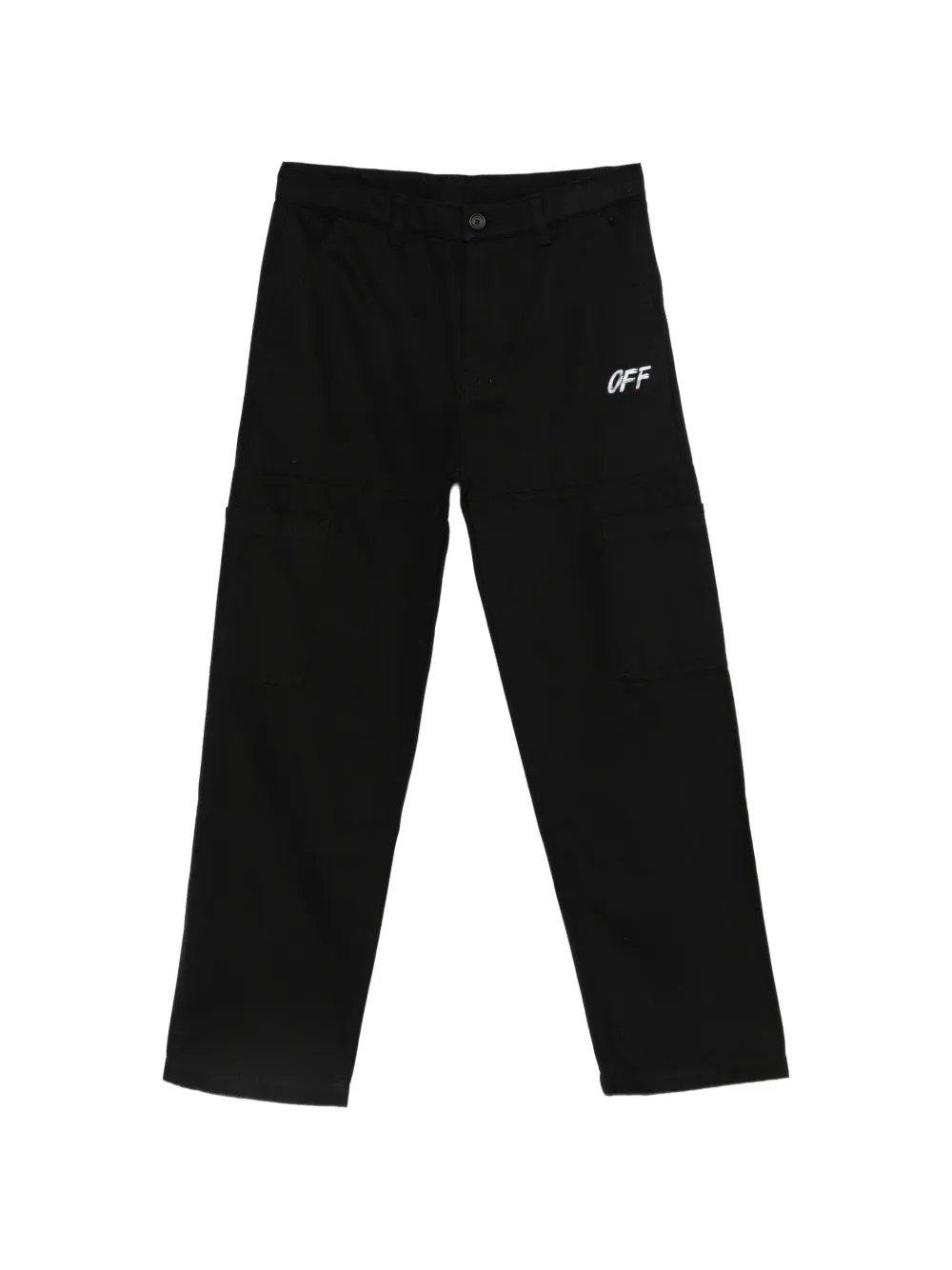 Off-White Kids Pantaloni cargo con logo ricamato - Nero