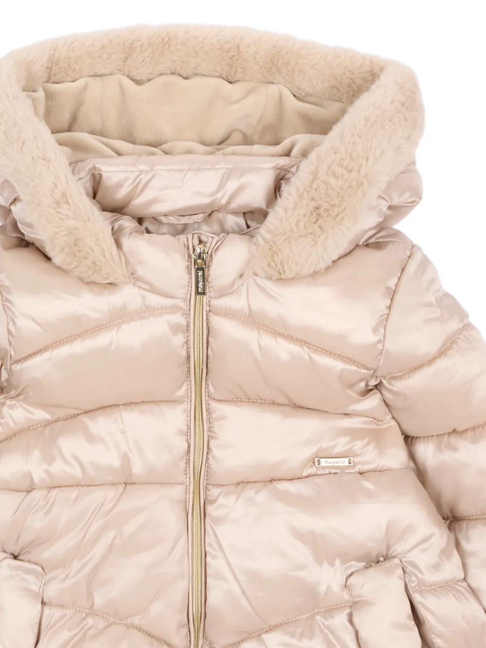 Mayoral donsjack met afwerking van imitatiebont Roze
