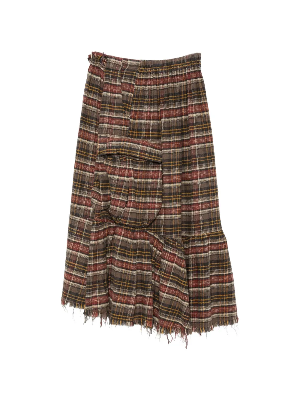 R13 plaid-pattern cargo midi skirt