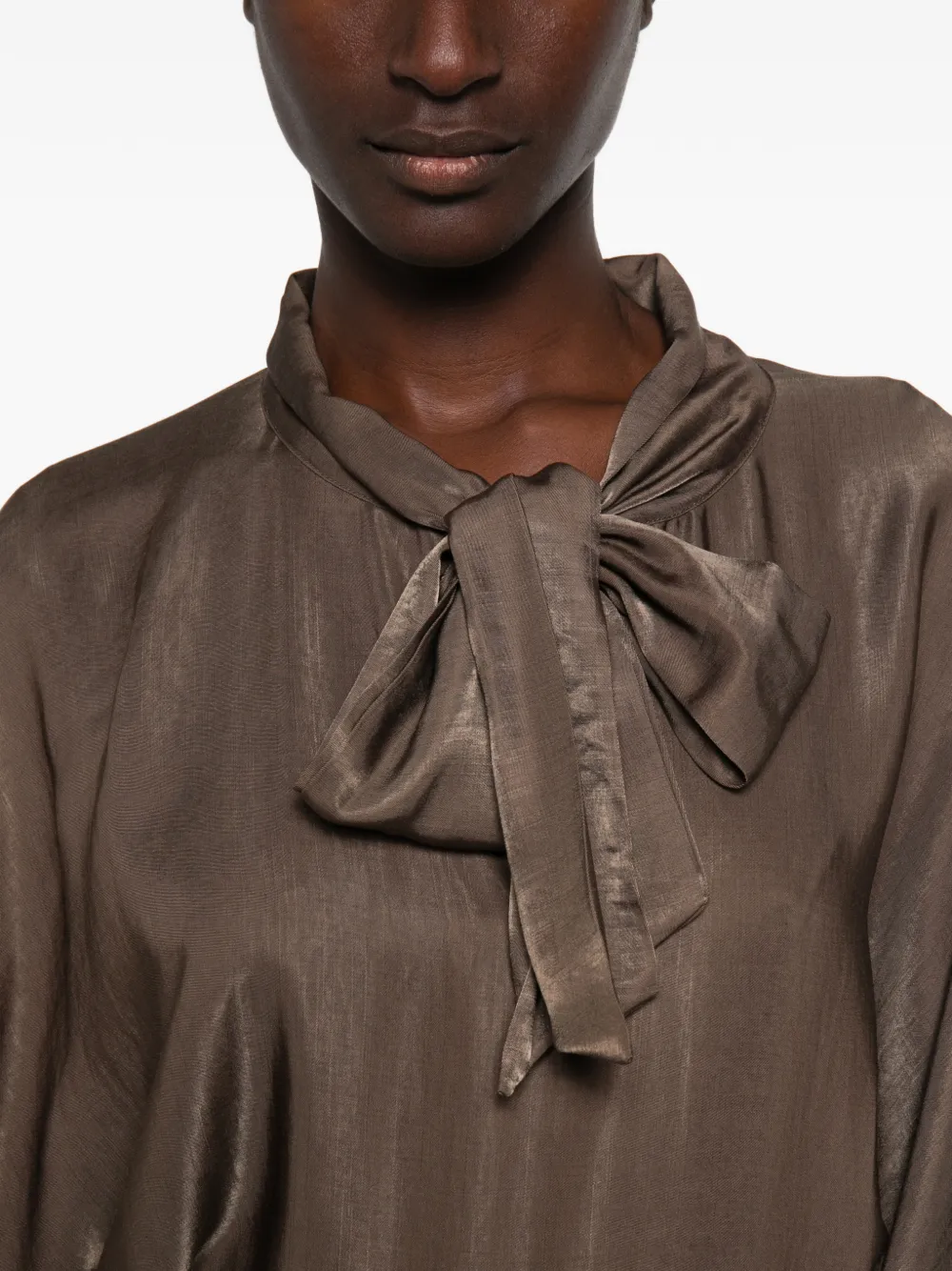 DIXIE Asymmetrische midi-jurk met strik Bruin
