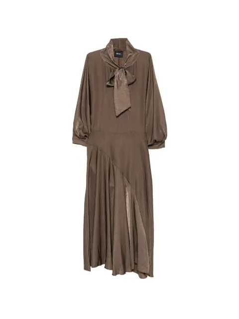 DIXIE pussy-bow asymmetric midi dress