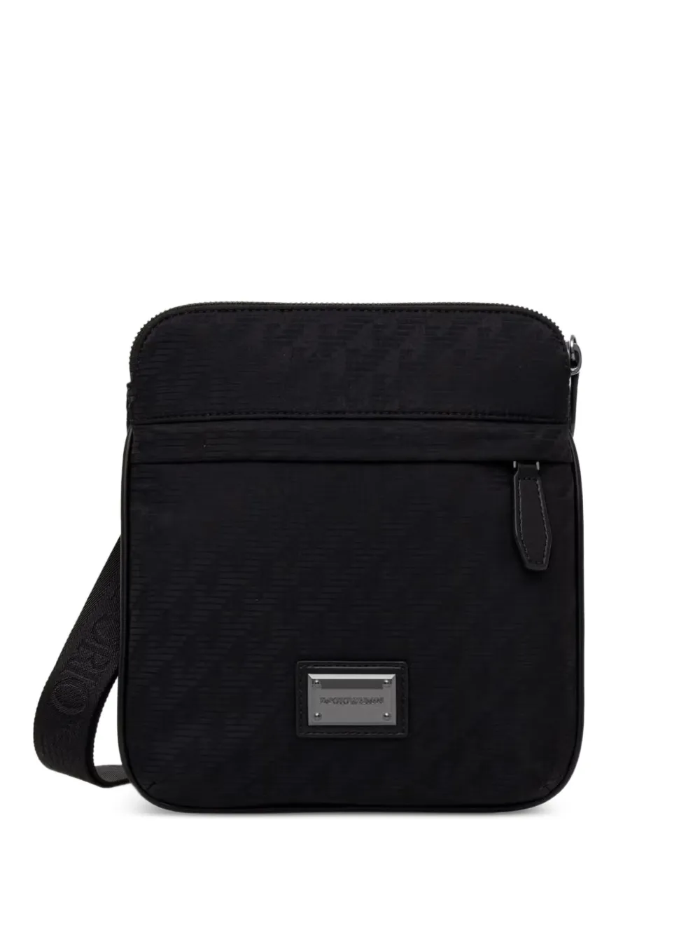 Emporio Armani monogram-pattern logo-plaque messenger bag - Nero