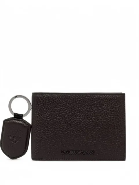 Emporio Armani logo-plaque keyring and wallet set