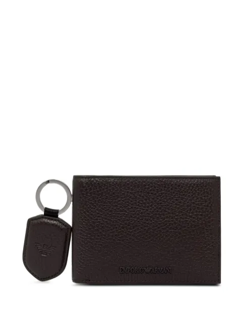 Emporio Armani logo-plaque keyring and wallet set