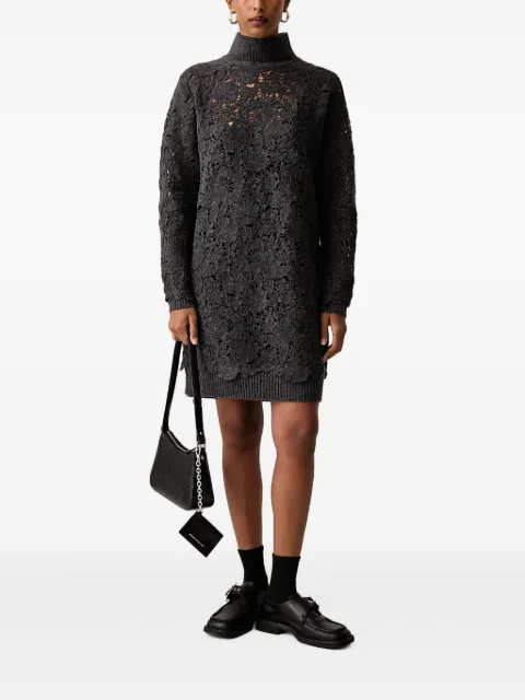ERMANNO FIRENZE  vestido corto de encaje floral y cuello alto