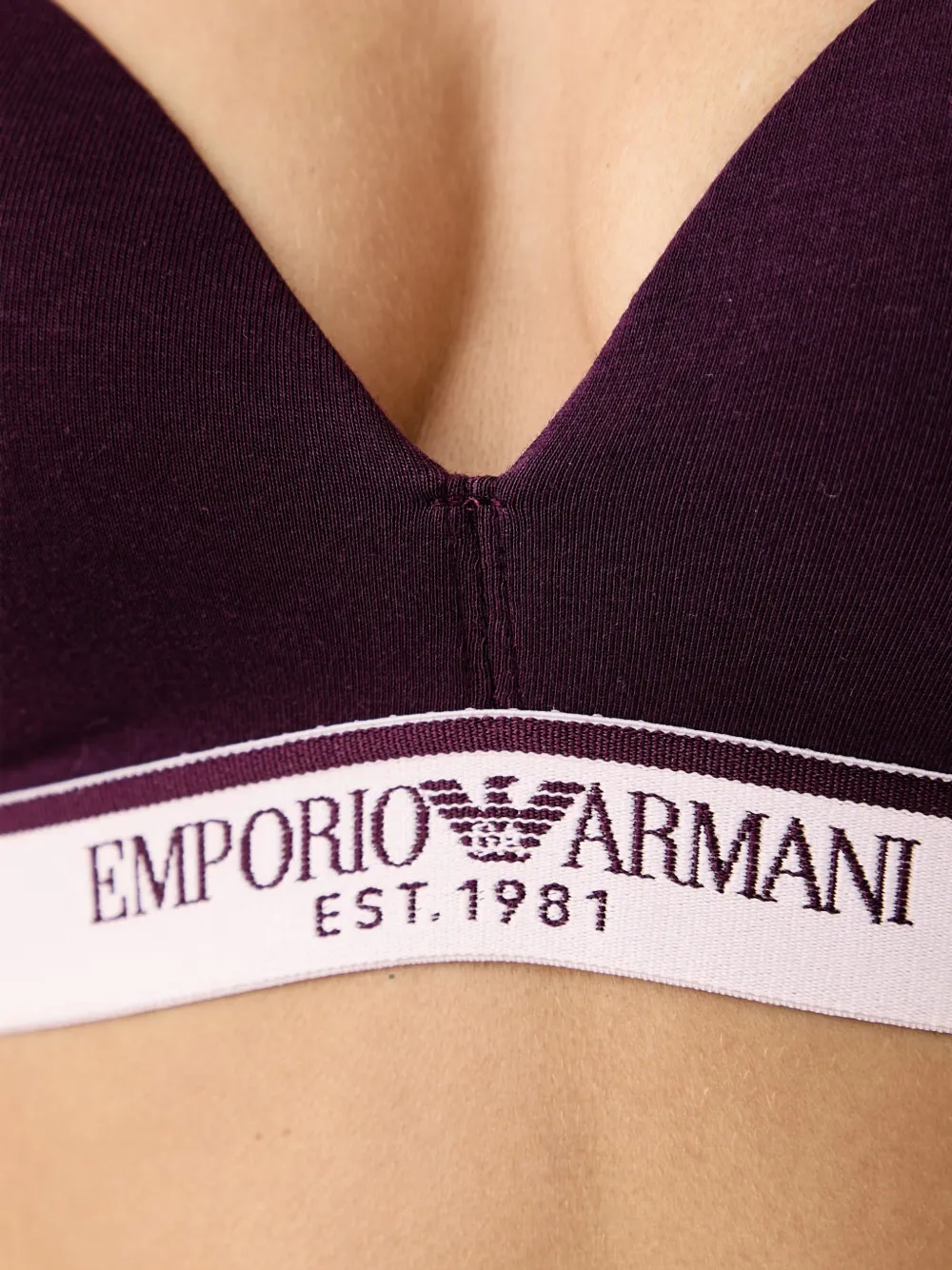 Emporio Armani Triangel-bh met logoband Paars