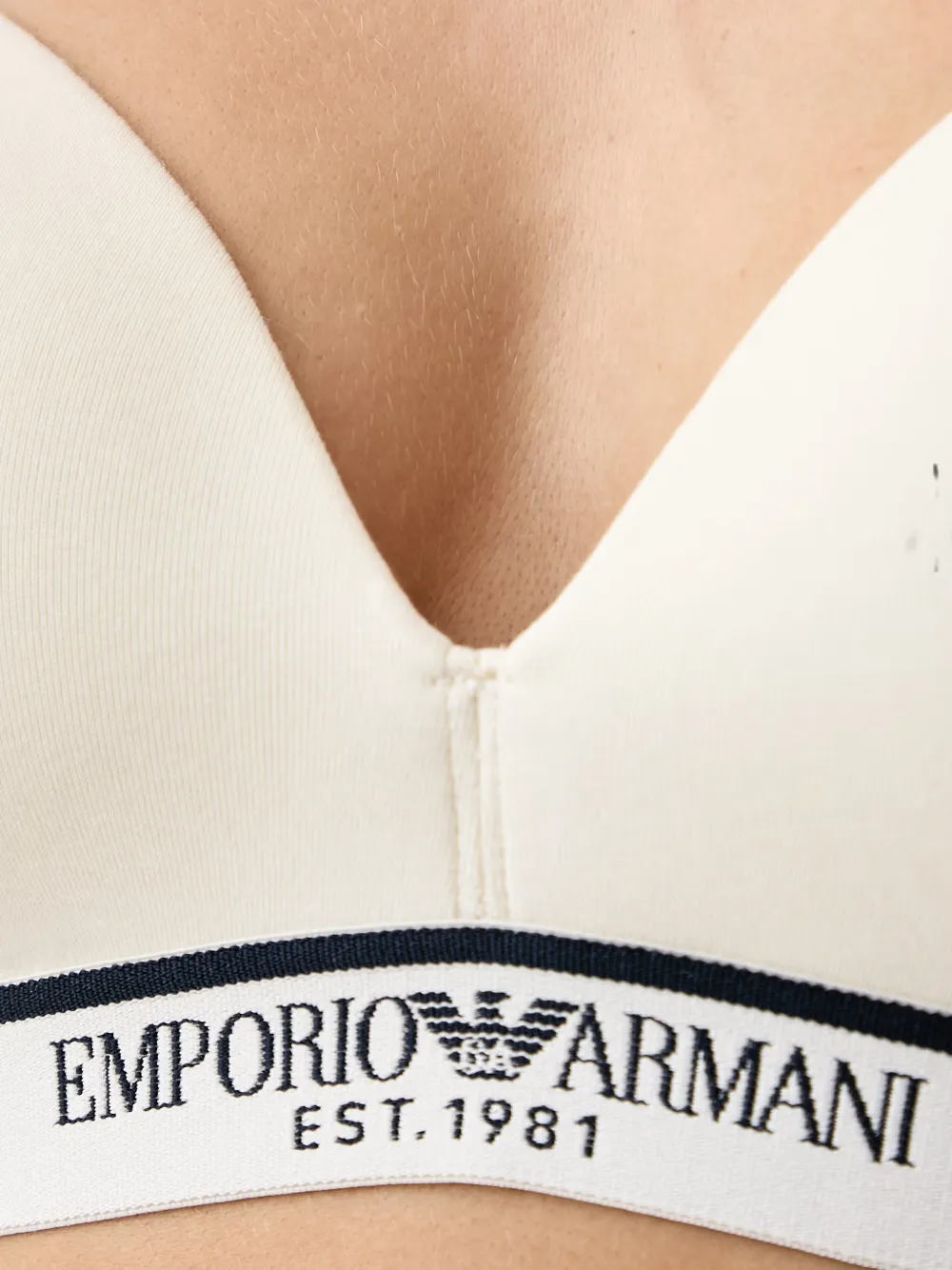 Emporio Armani Triangel-bh met logoband Wit