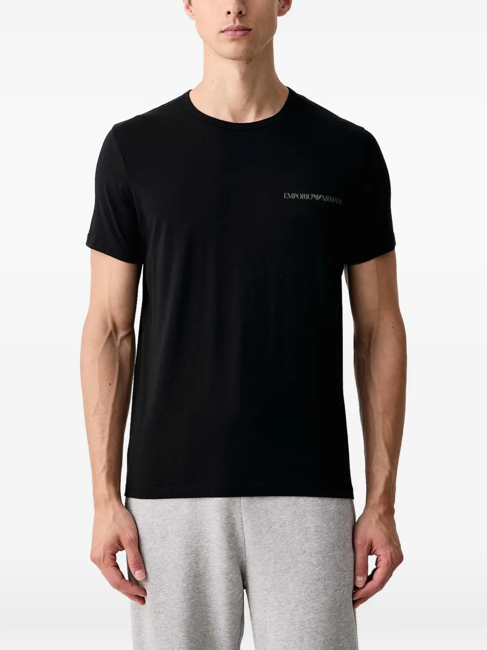 Emporio Armani Twee T-shirts met ronde hals en logo-print Groen