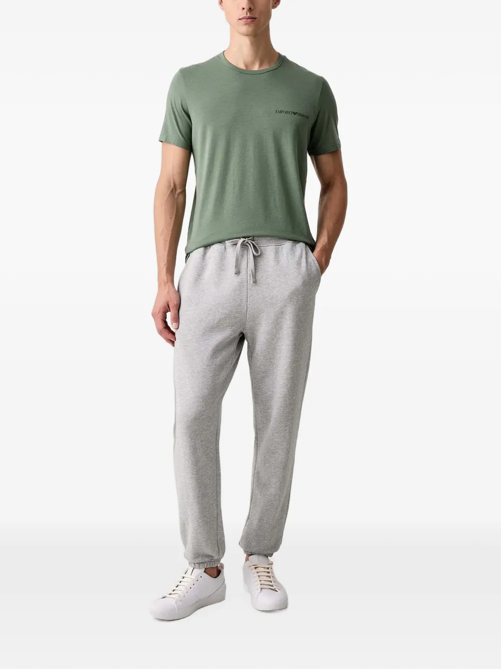 Emporio Armani Twee T-shirts met ronde hals en logo-print Groen