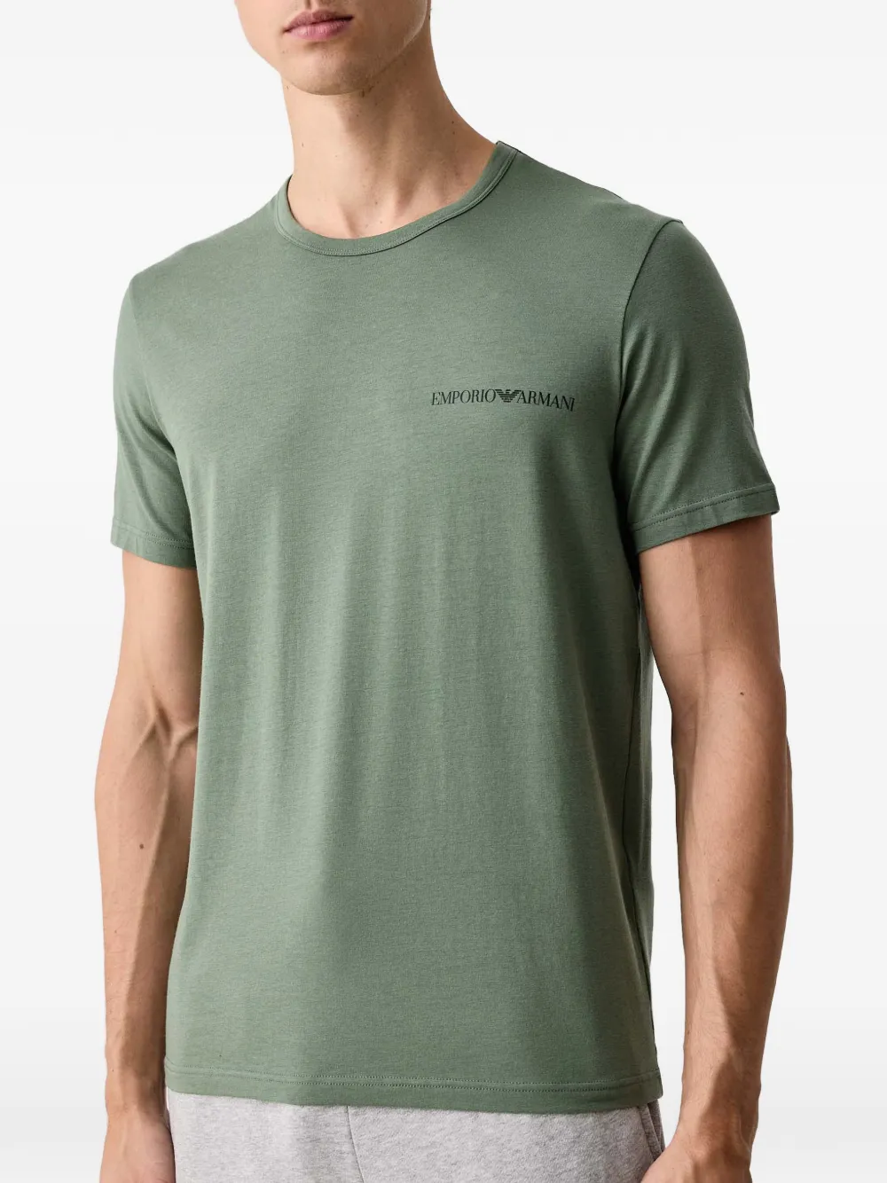 Emporio Armani Twee T-shirts met ronde hals en logo-print Groen