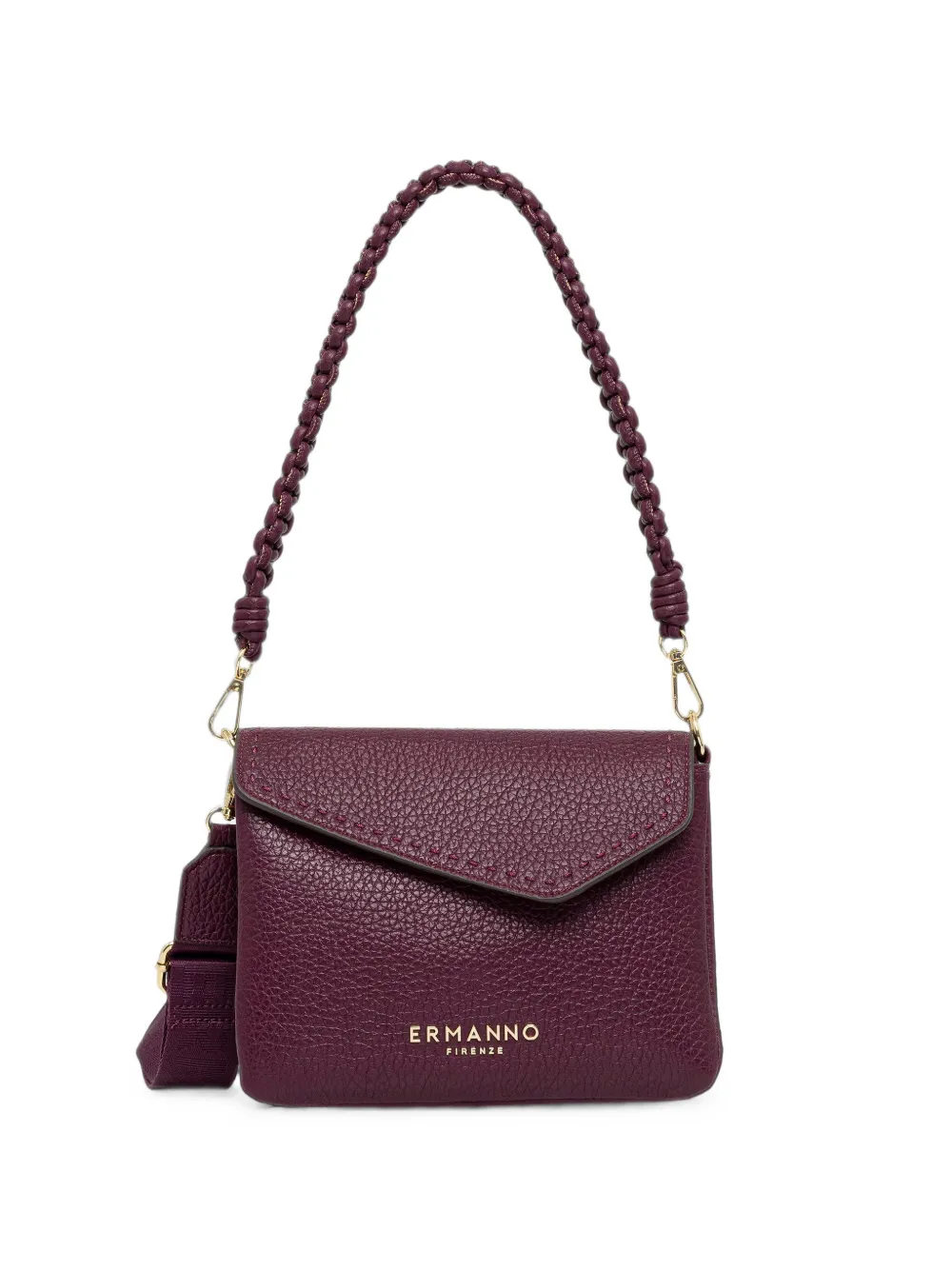 ERMANNO FIRENZE braided-handle pebbled shoulder bag - Viola
